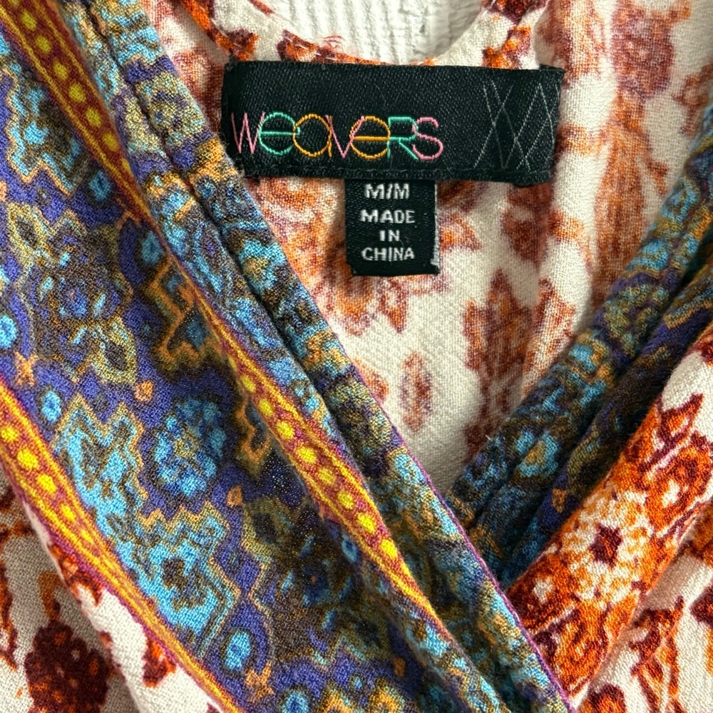 Weavers Floral Boho Patterned Sleeveless Romper Medium Colorful Bohemian - Picture 4 of 11